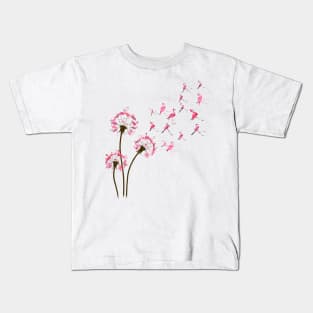 Flamingo Dandelion Flower Kids T-Shirt